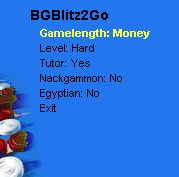 one screen with settings for BGBlitz2go